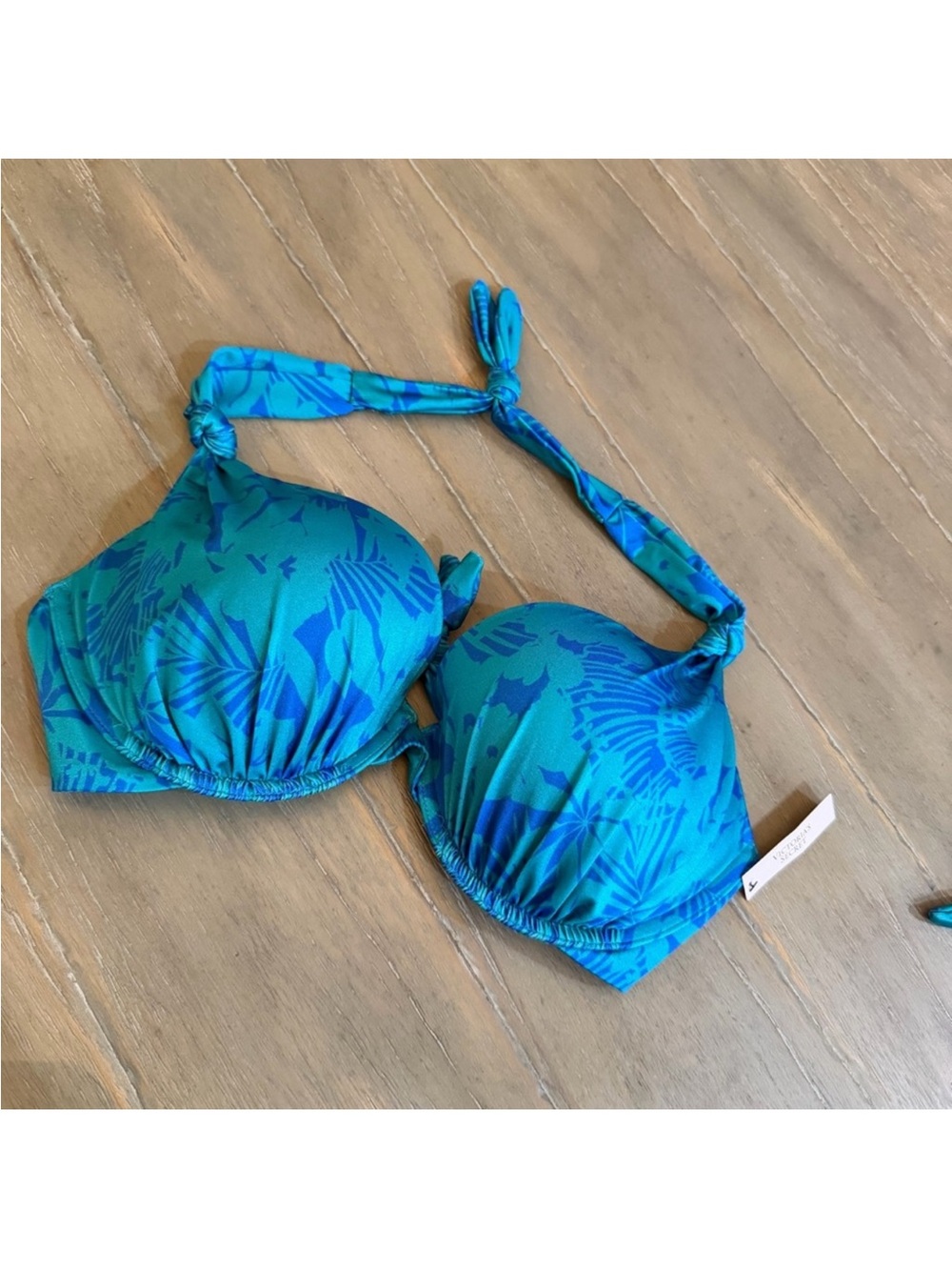Victoria's Secret Teal and Blue Tropical Halter Bikini Top